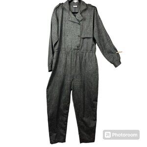 80s Avon Fashions One Piece Jumpsuit Women 16 Pull On Double Breast Office Indie